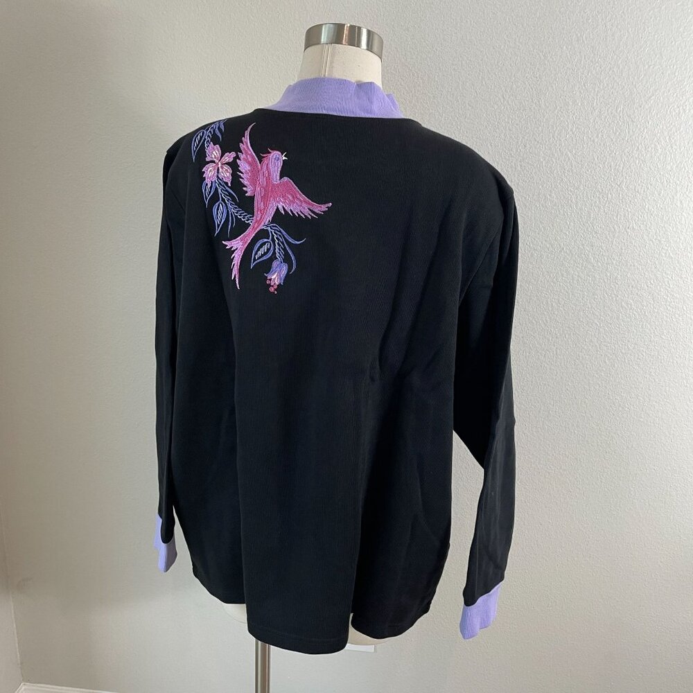 NEW Bob Mackie Womens Plus 3X Wearable Art‎ Embroidered Bird Zip Up Jacket - Picture 10 of 11